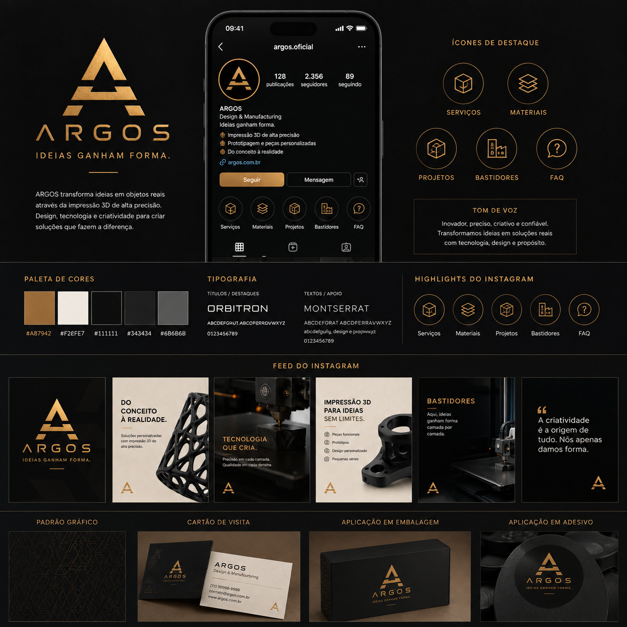 Universo visual e aplicações da marca ARGOS